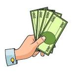 An outstretched hand holding money An outstretched hand holding money